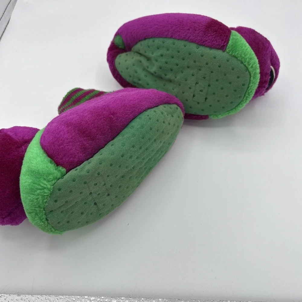 Vintage 90s Barney Slippers Youth Children Size M 7-8 Plush